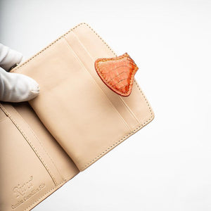 Portefeuilles pour femmes en peau de crocodile orange bicolore