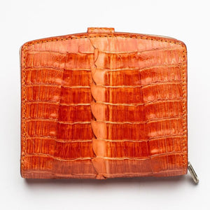 Portefeuilles pour femmes en peau de crocodile orange bicolore