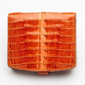 Portefeuilles pour femmes en peau de crocodile orange bicolore