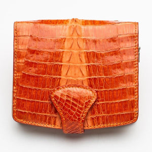 Portefeuilles pour femmes en peau de crocodile orange bicolore
