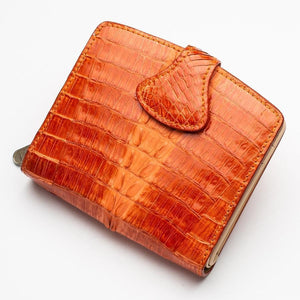 Portefeuilles pour femmes en peau de crocodile orange bicolore
