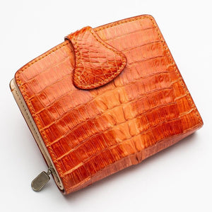 Portefeuilles pour femmes en peau de crocodile orange bicolore