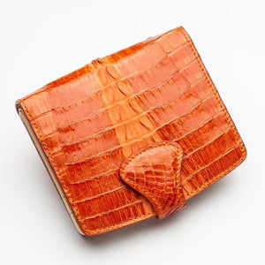 Portefeuilles pour femmes en peau de crocodile orange bicolore