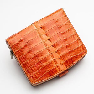 Portefeuilles pour femmes en peau de crocodile orange bicolore
