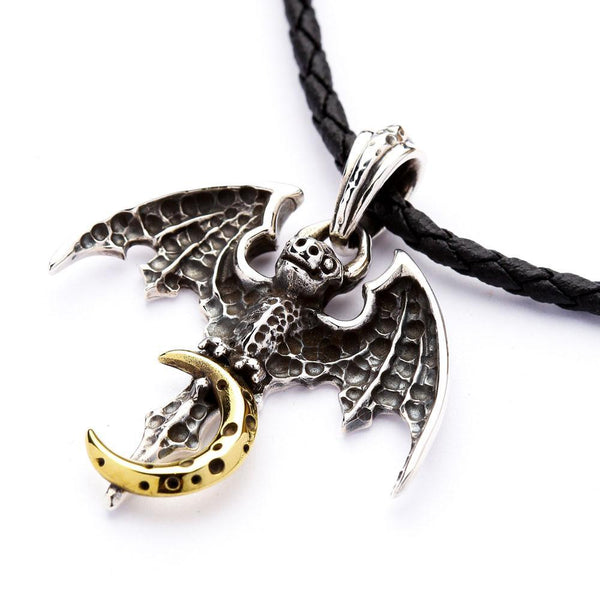 Silver Vampire Bat Gothic Pendant Necklace