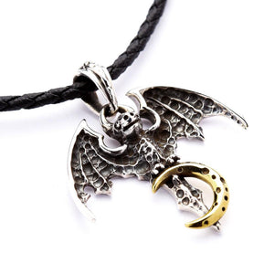 Silver Vampire Bat Gothic Pendant Necklace