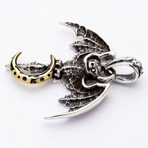 Silver Vampire Bat Gothic Pendant Necklace