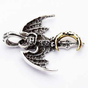 Silver Vampire Bat Gothic Pendant Necklace