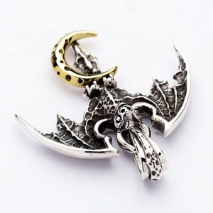 Silver Vampire Bat Gothic Pendant Necklace