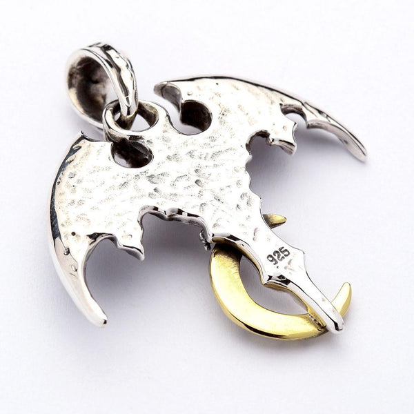 Silver Vampire Bat Gothic Pendant Necklace