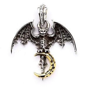 Silver Vampire Bat Gothic Pendant Necklace