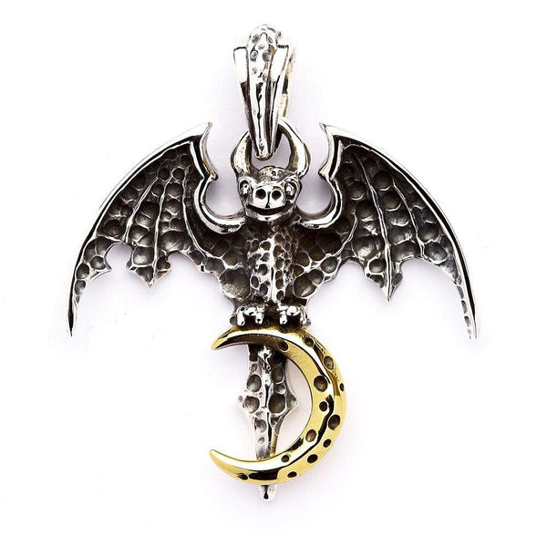 Collier pendentif gothique chauve-souris vampire en argent
