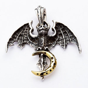 Silver Vampire Bat Gothic Pendant Necklace
