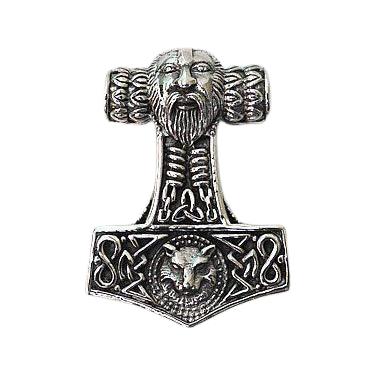 Pingente de martelo de prata Viking Fenrir Wolf Mjolnir Thors