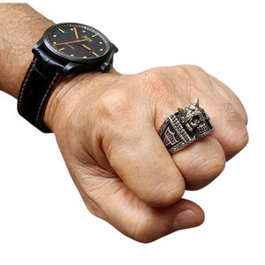 Viking Skull Thors Hammer Ring