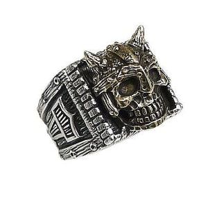 Viking Skull Thors Hammer Ring