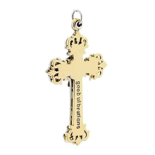 Brass Silver Mary Angel Cross Pendant