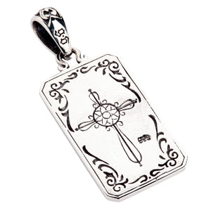 Ciondolo con carta dei tarocchi della ruota della fortuna in argento sterling