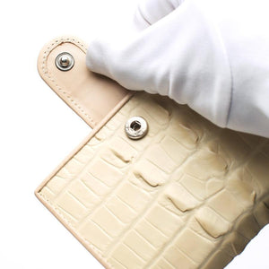 Portefeuilles Femme Peau De Queue De Crocodile Blanc Perle