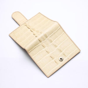 Portefeuilles Femme Peau De Queue De Crocodile Blanc Perle