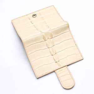 Portefeuilles Femme Peau De Queue De Crocodile Blanc Perle
