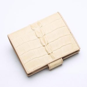 Portefeuilles Femme Peau De Queue De Crocodile Blanc Perle