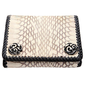 White Snake Leather Biker Wallet