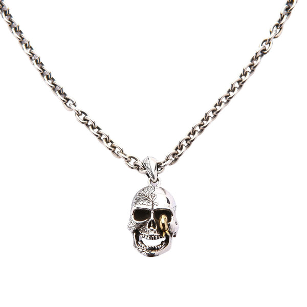 Sterling Silver Worm Skull Necklace