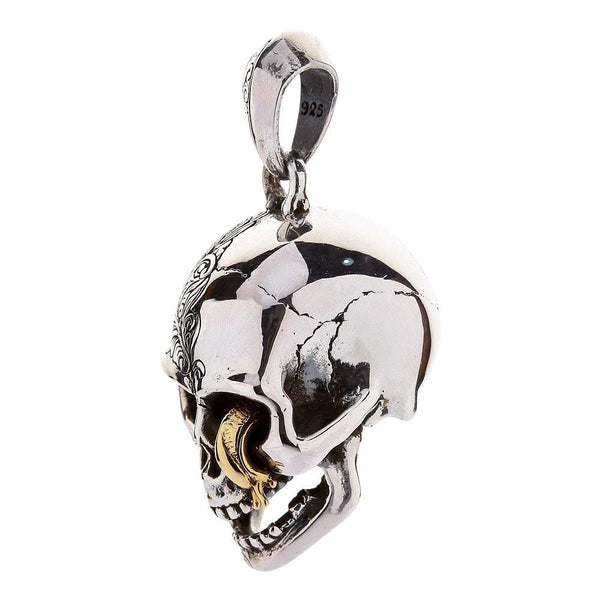 Sterling Silver Worm Skull Head Pendant