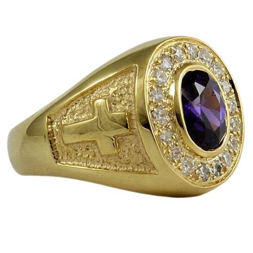 Yellow Gold Oval Bishop Ring